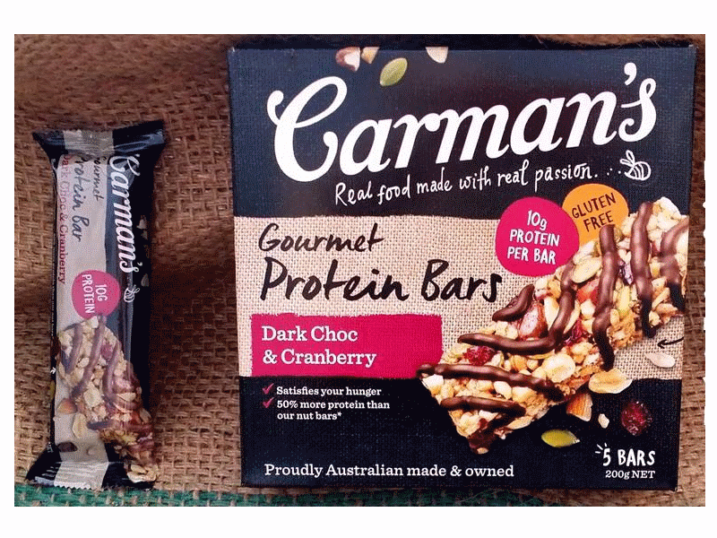 Carman's Dark Choc & Cranberry Gourmet Protein Bars (5x40g)