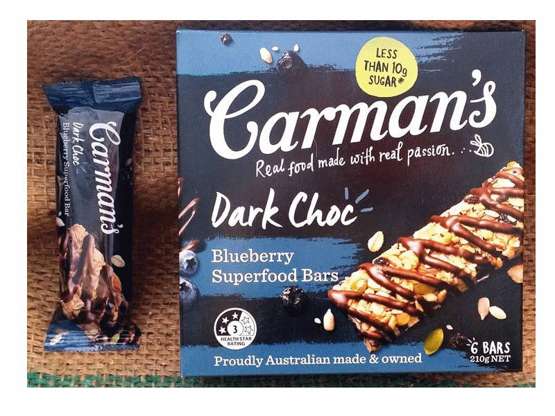 Carman's Dark Choc, Blueberry Superfood Bars (6x35g)