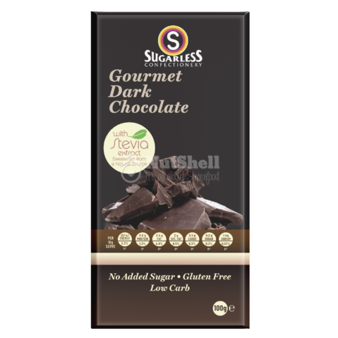 SUGARLESS Dark Chocolate bar 100g (no added sugar, with stevia)