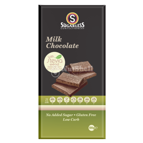 SUGARLESS Milk Chocolate bar 100g (no added sugar, with stevia)